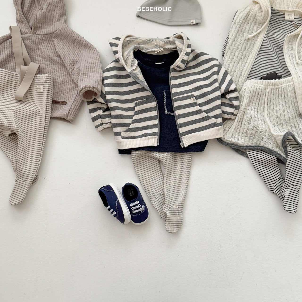 Bebe stripe suspender leggings