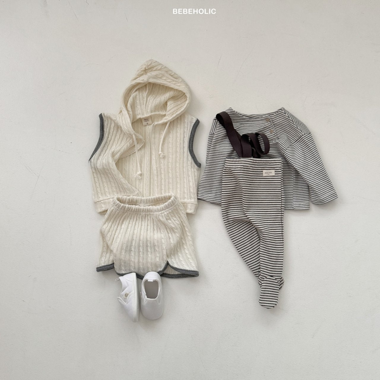 Bebe stripe suspender leggings