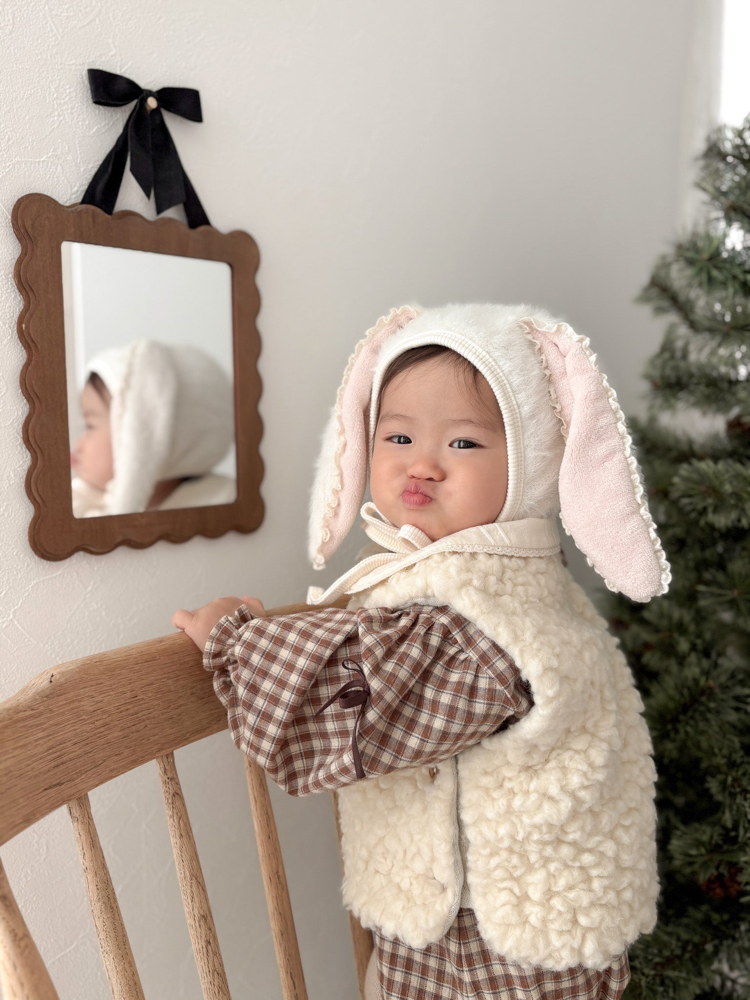Bunny fur bonnet (baby)