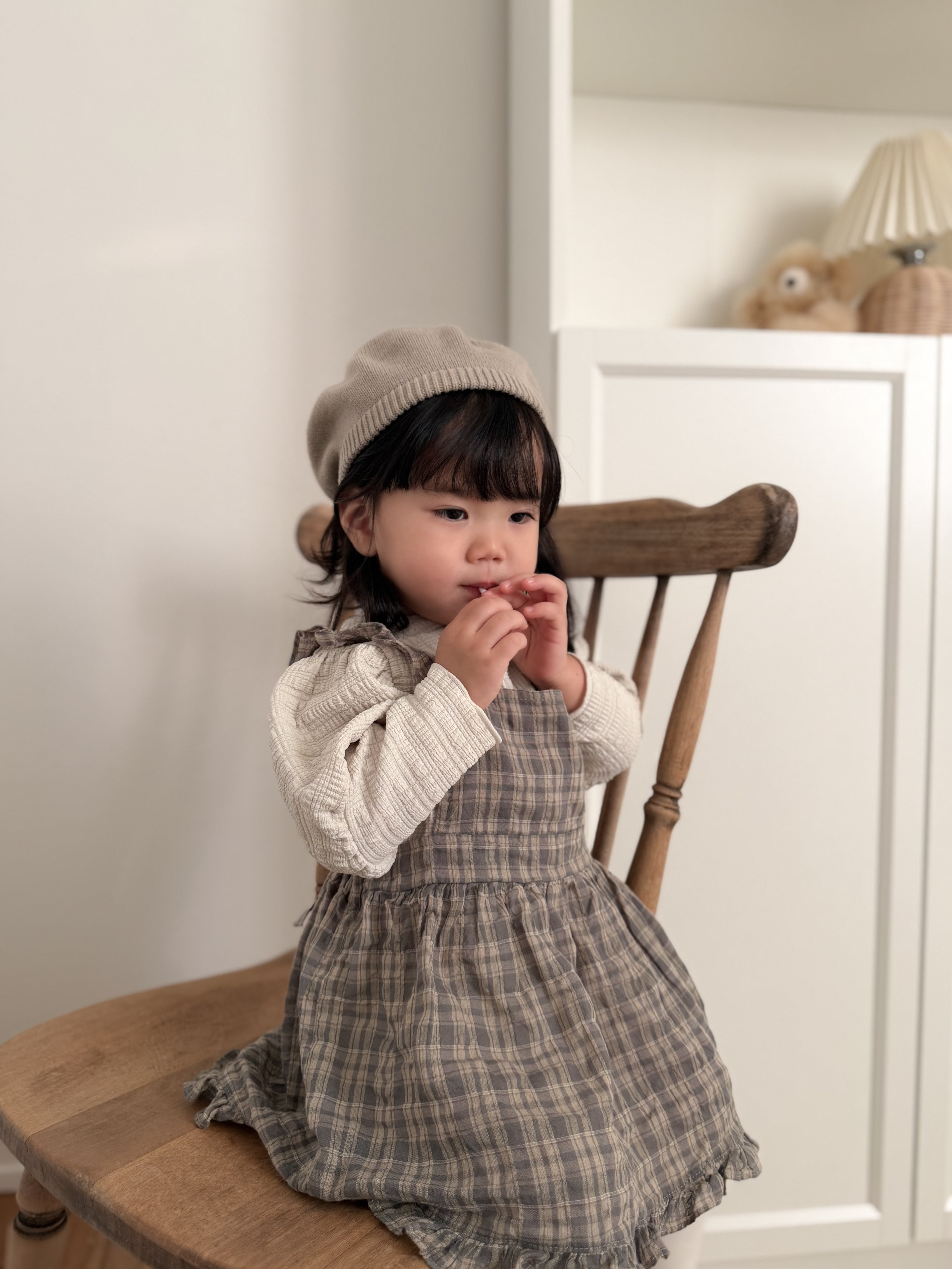 Check frill one piece