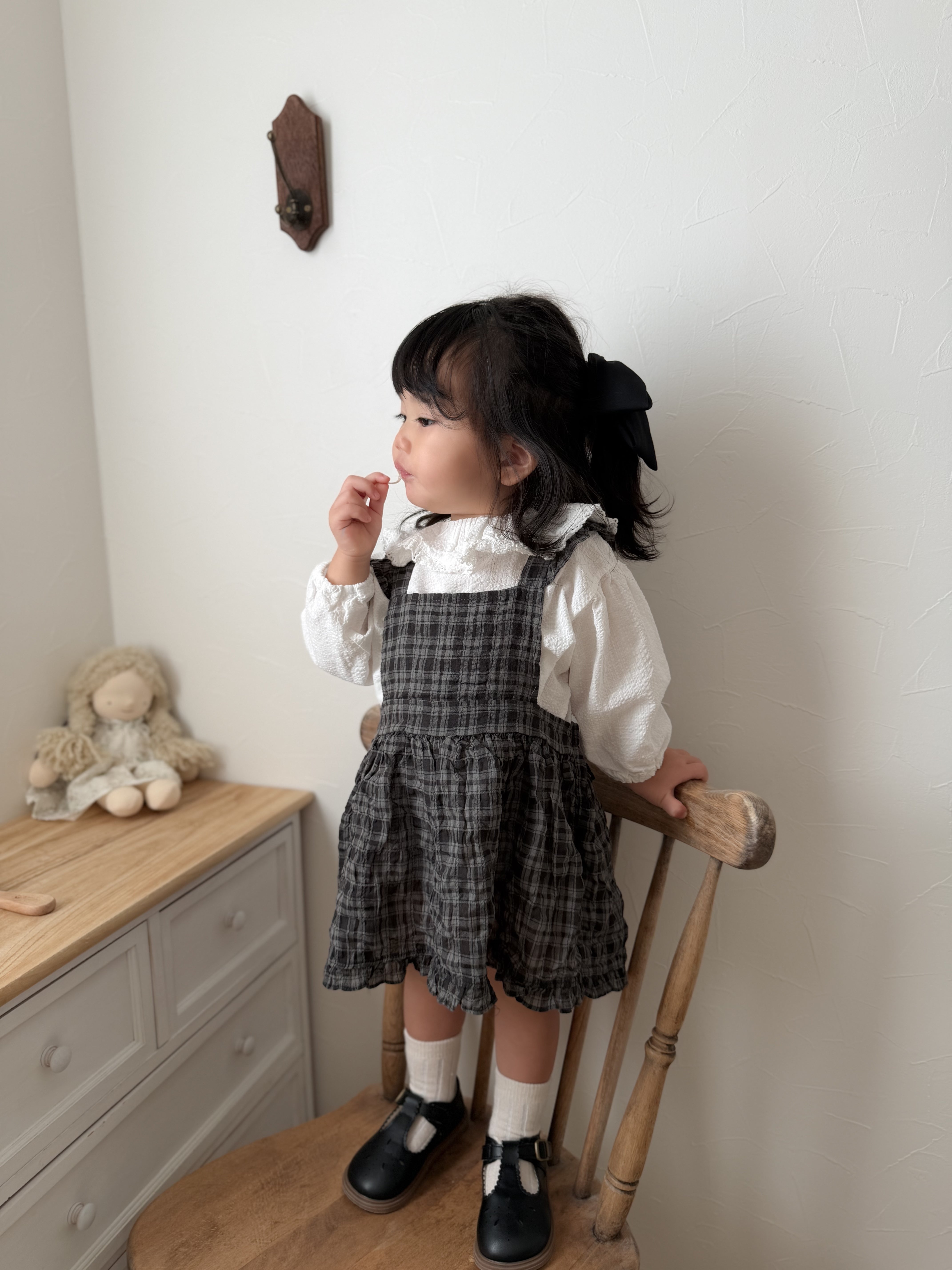 Check frill one piece