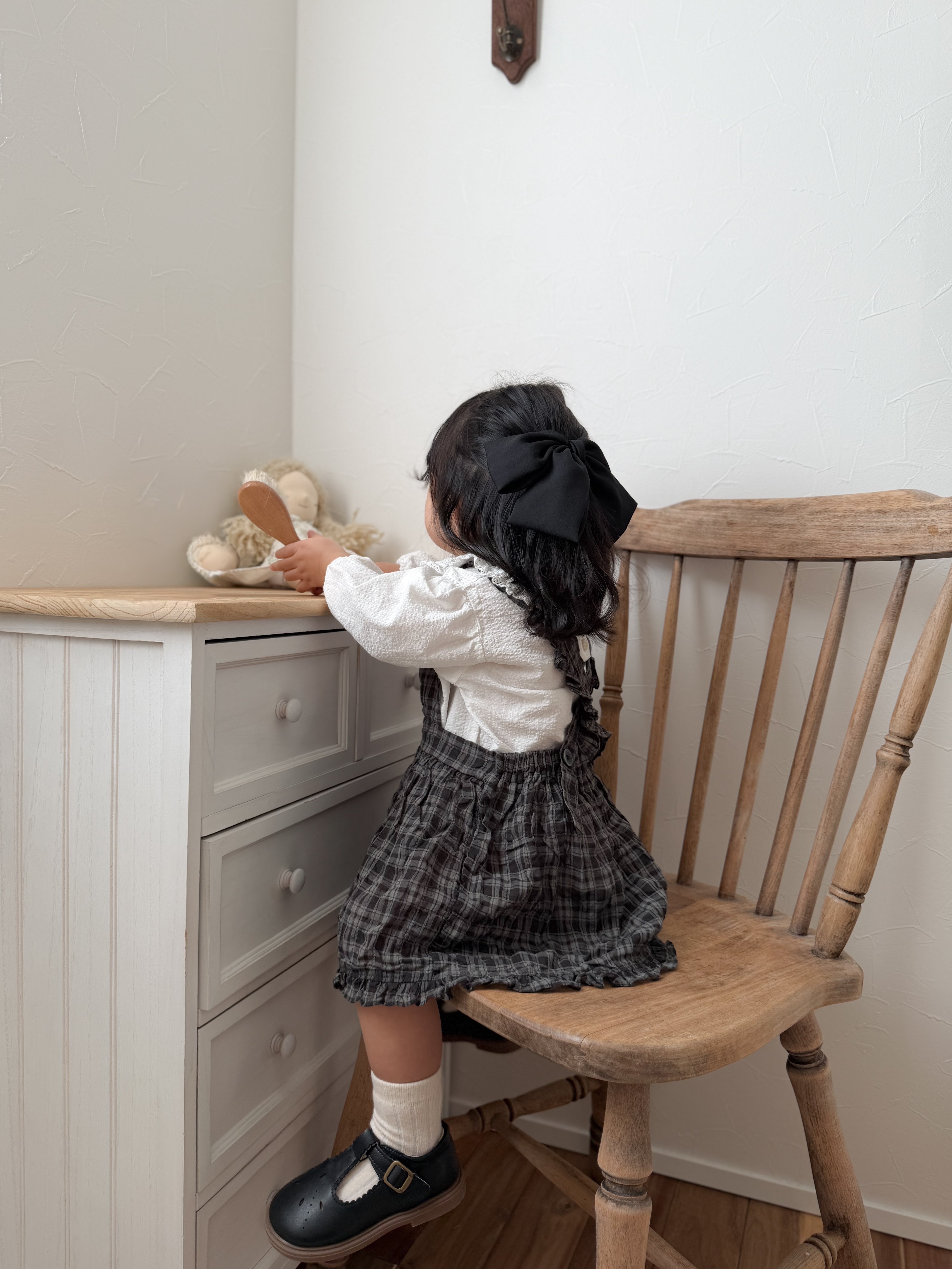 Check frill one piece