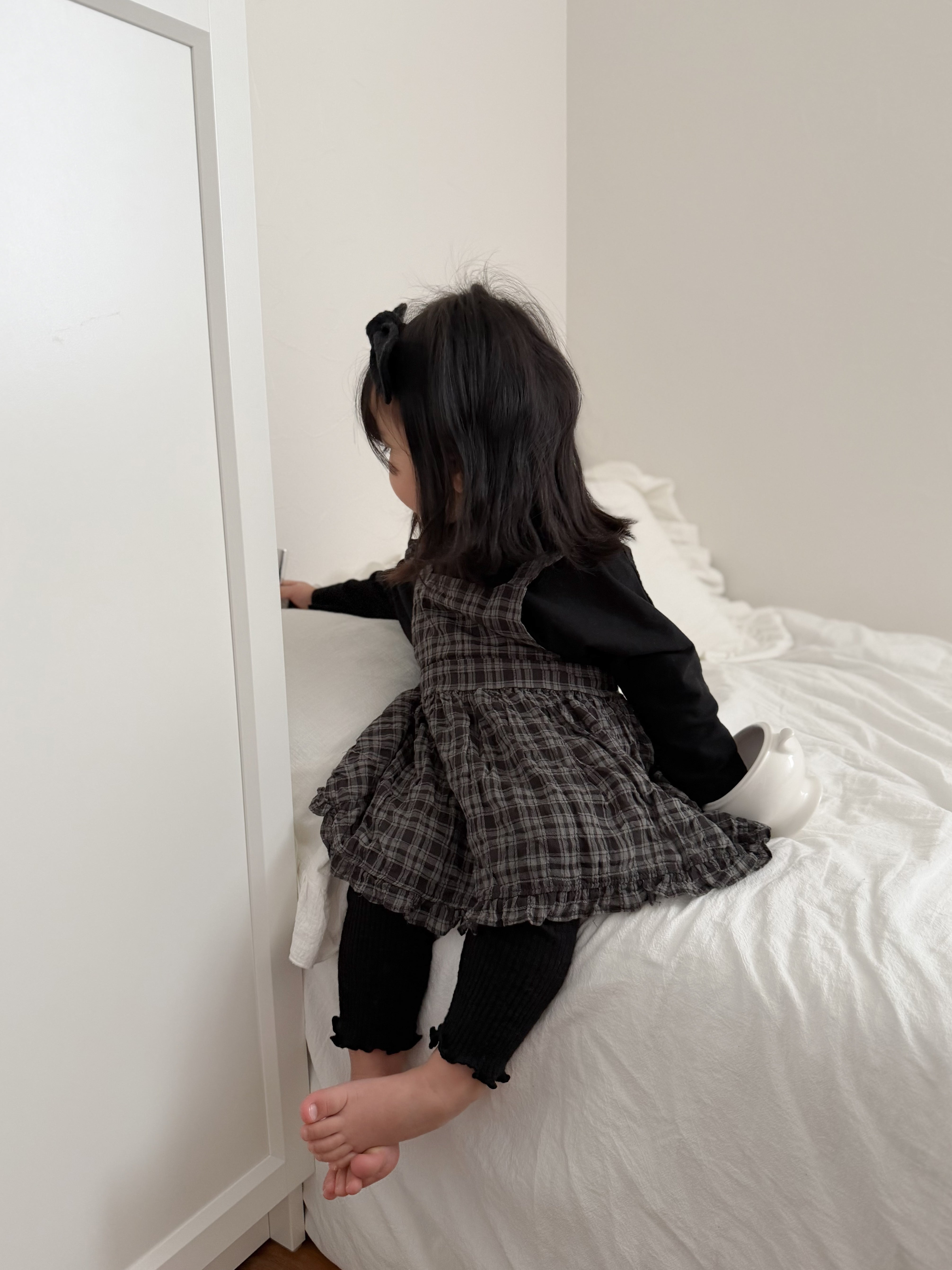 Check frill one piece