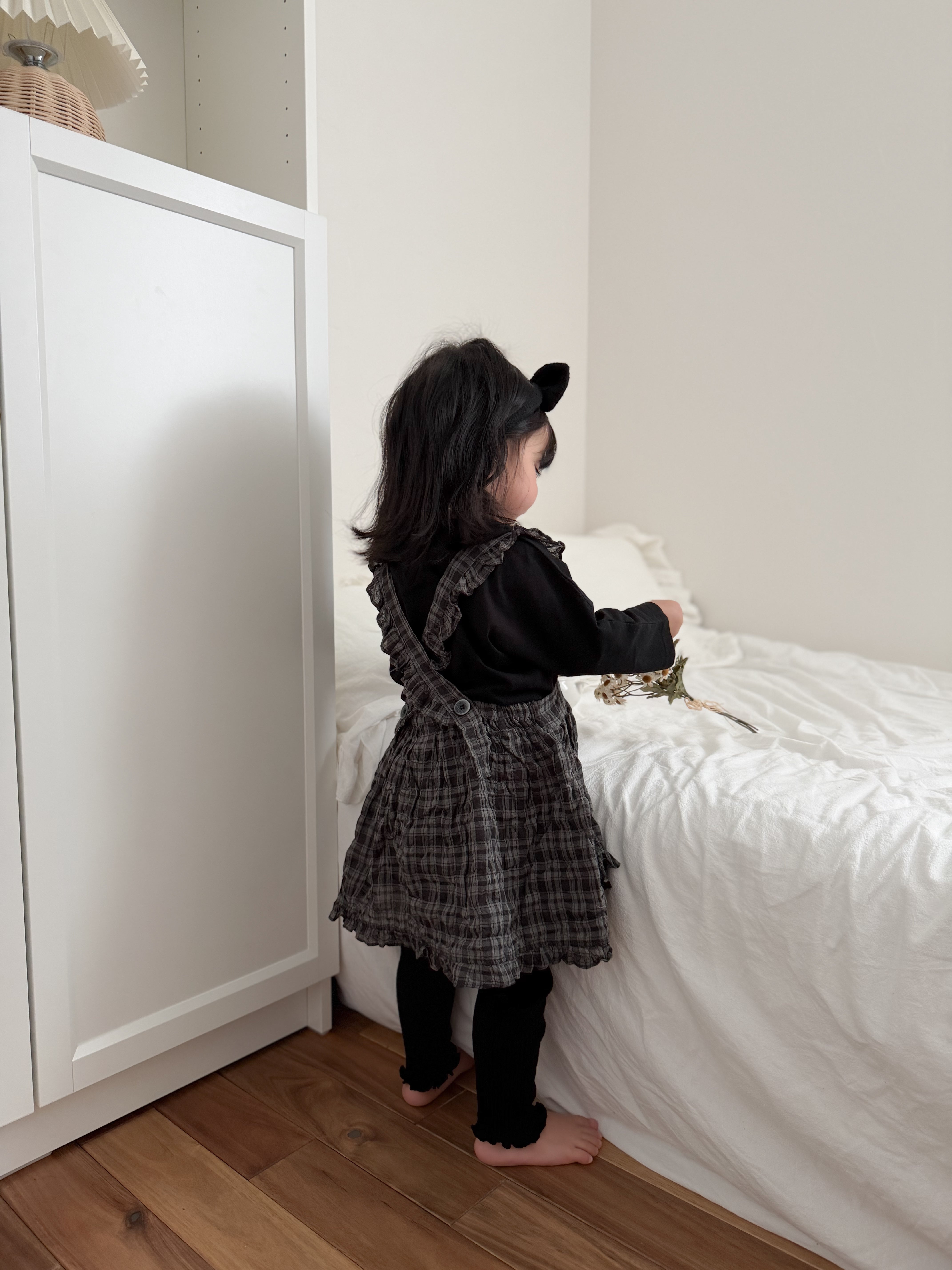 Check frill one piece